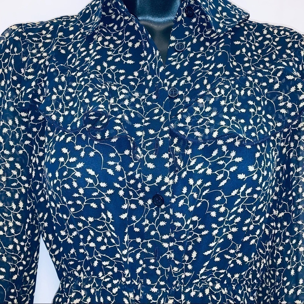 𝅺TOWOWGE Romantic Navy Print Ruffle Dress/ NWT/Size Small - Picture 4 of 7